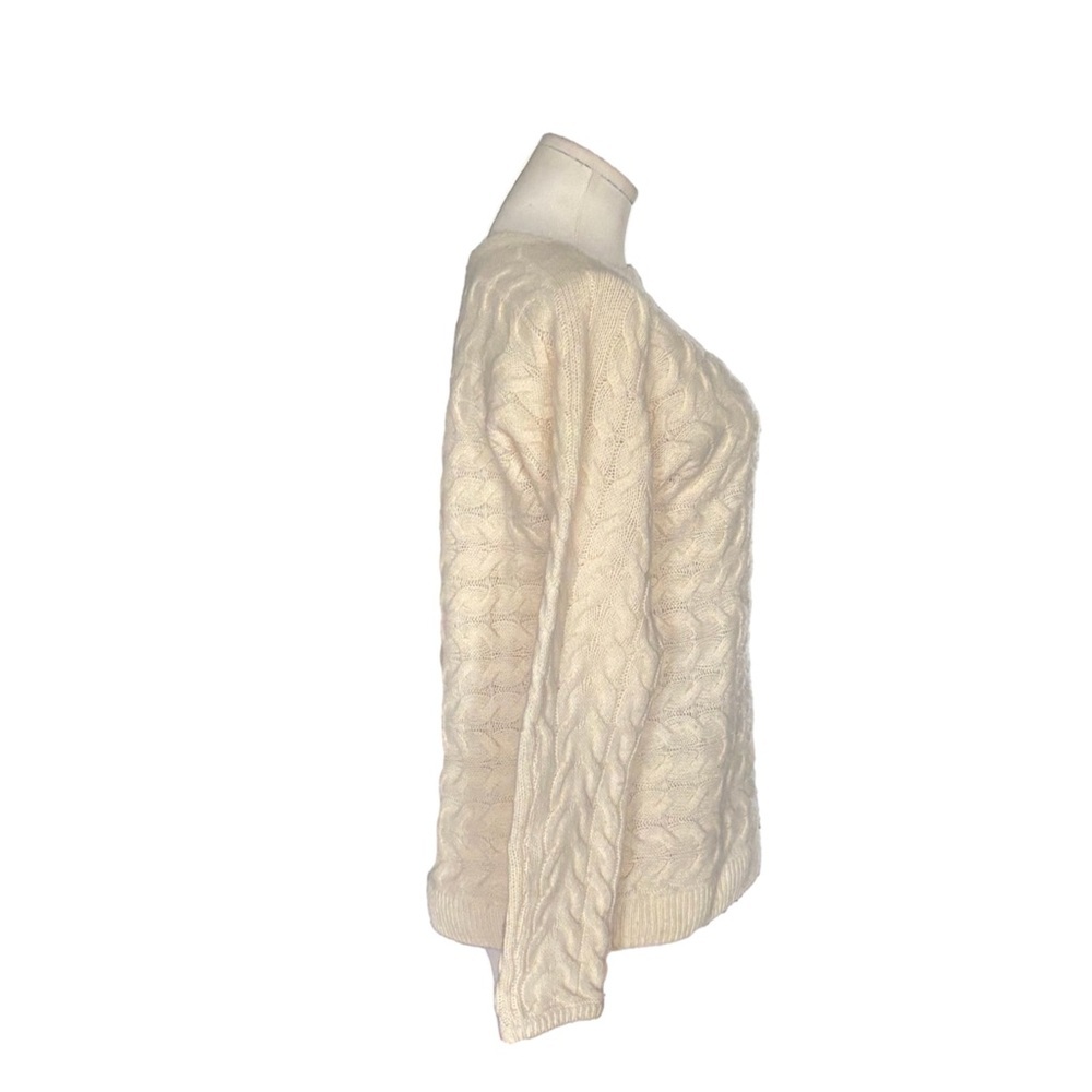 Coastal chunky Fisherman Knit Sweater - merino cashmere blend- Cream Ivory M/P - Picture 5 of 8